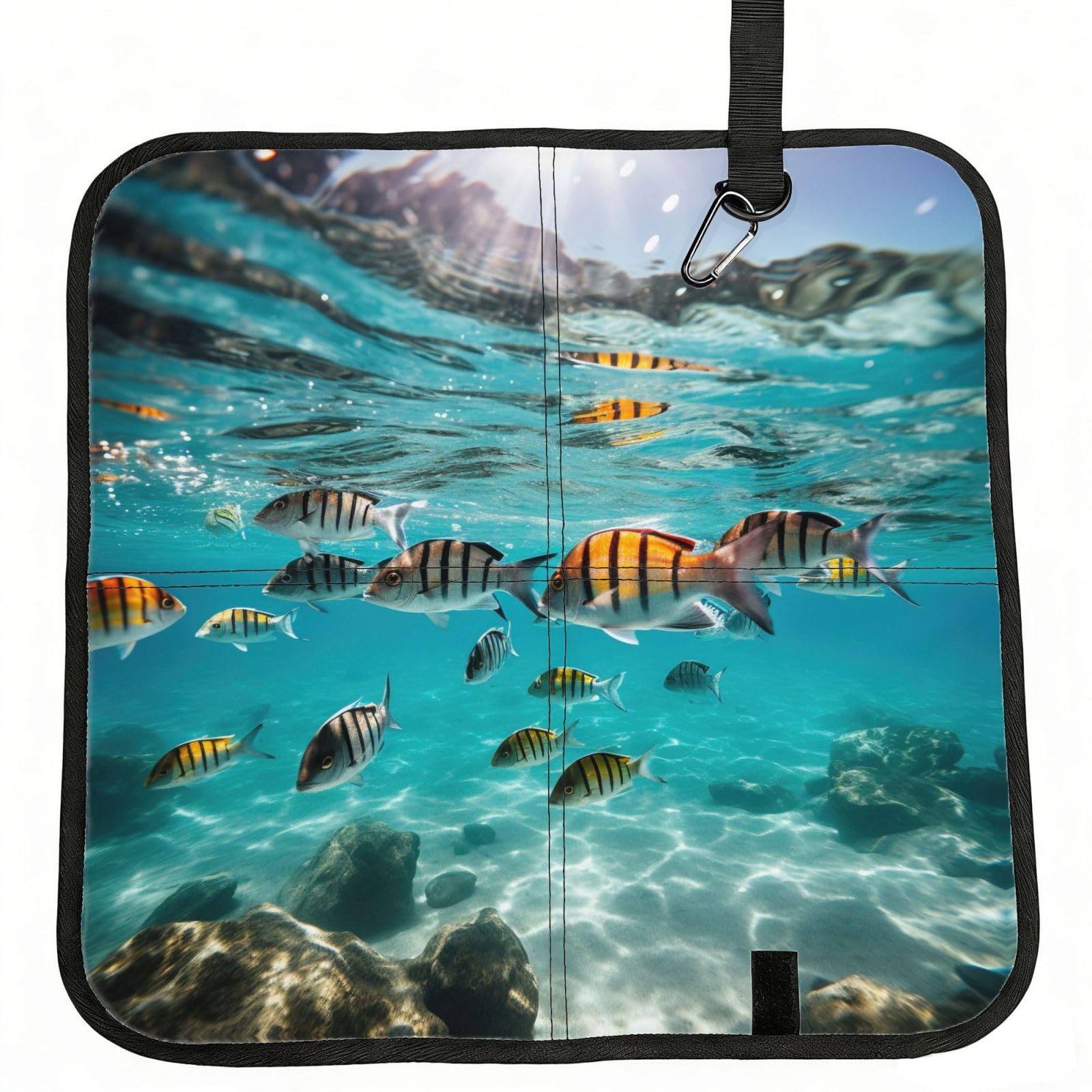 YGLHBDPBF Ocean Tropical Fish Print Camping seat cushion,Foldable Sitting Pads,Save Backpack Space for Hiking