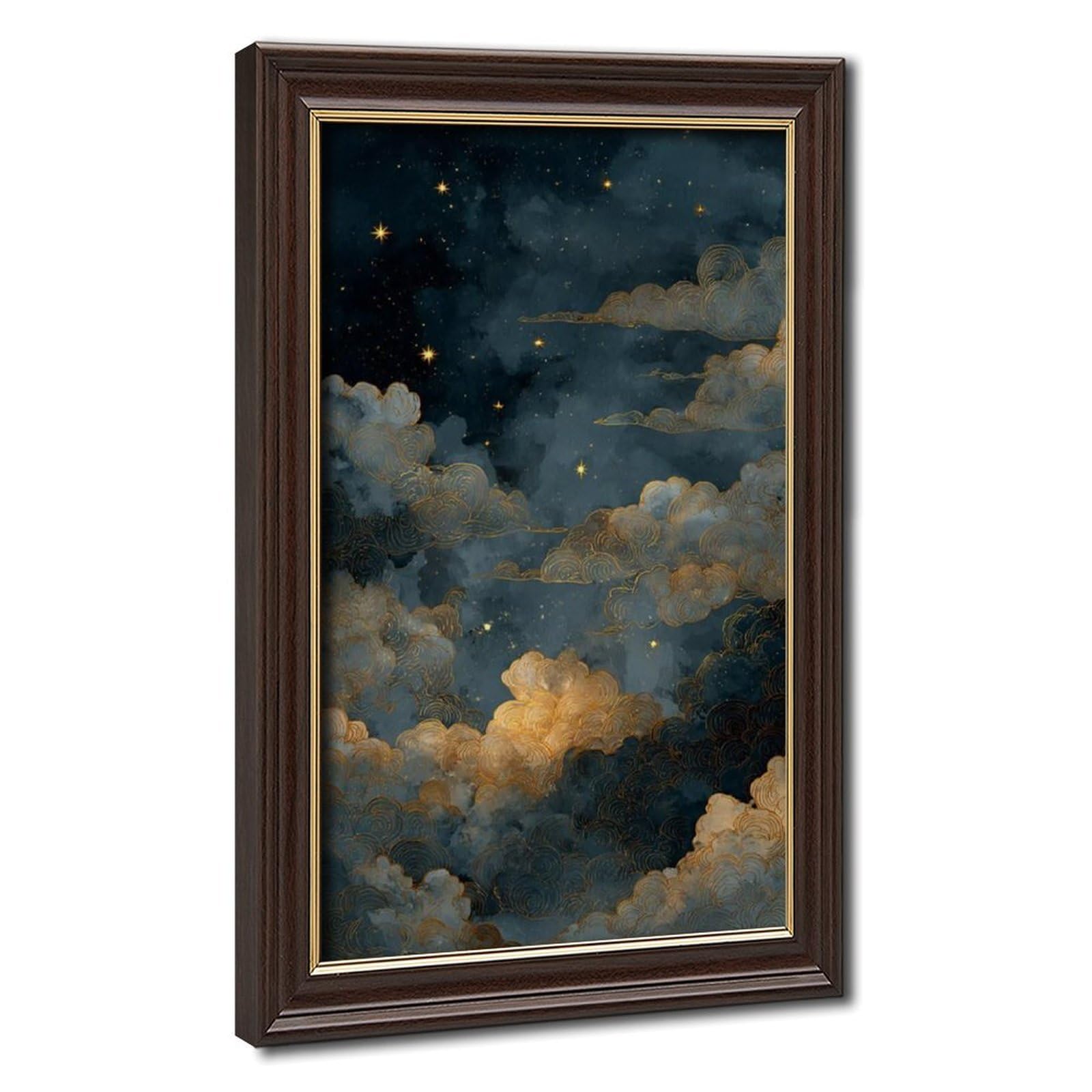 Bareronor Golden Celestial Cloud Canvas Poster Bedroom Decor Landscape Office Room Decor Gift 12" L X 18" W