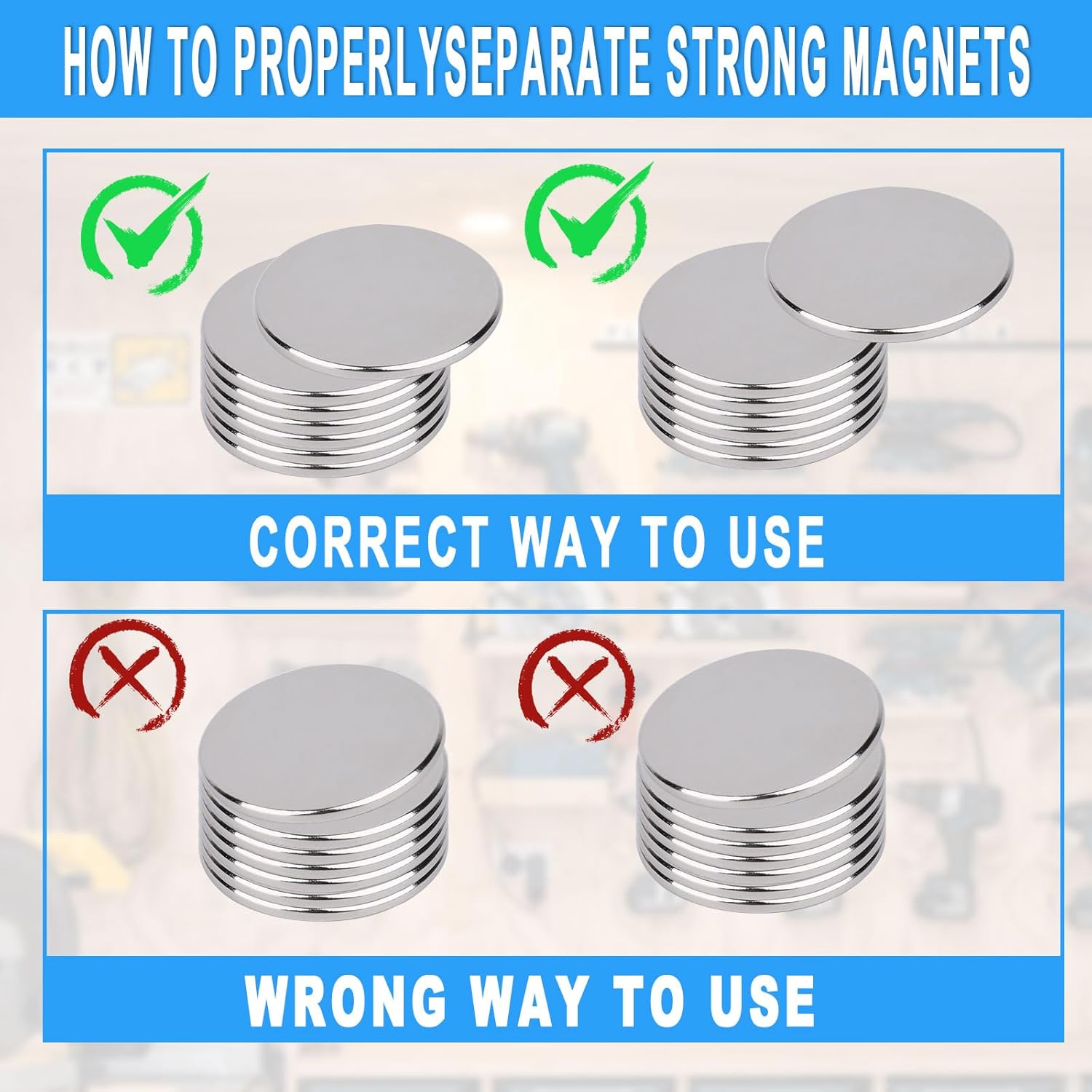 100 Pack Neodymium Super Strong Fridge 15x3mm Disc Refrigerator Rare Earth for Crafts Whiteboard Cabinet Locker Small