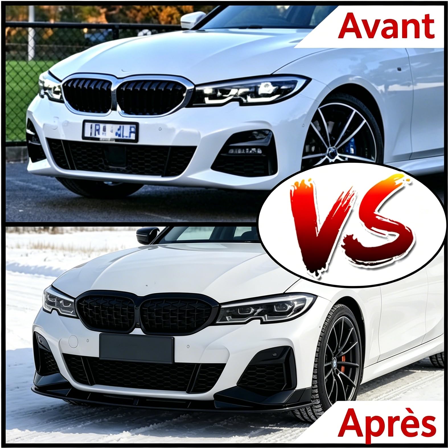 MUTUSAISI Séparateur Lèvre Avant pour BMW Série 3 G20 G21 (Modèles de M Sport) 2019-2022 318d/ 320d/ 330i/ 330d/ M340,Voiture becquets Pare-Chocs Corps pelles Garde Spoiler Accessoires(Noir Brillant)