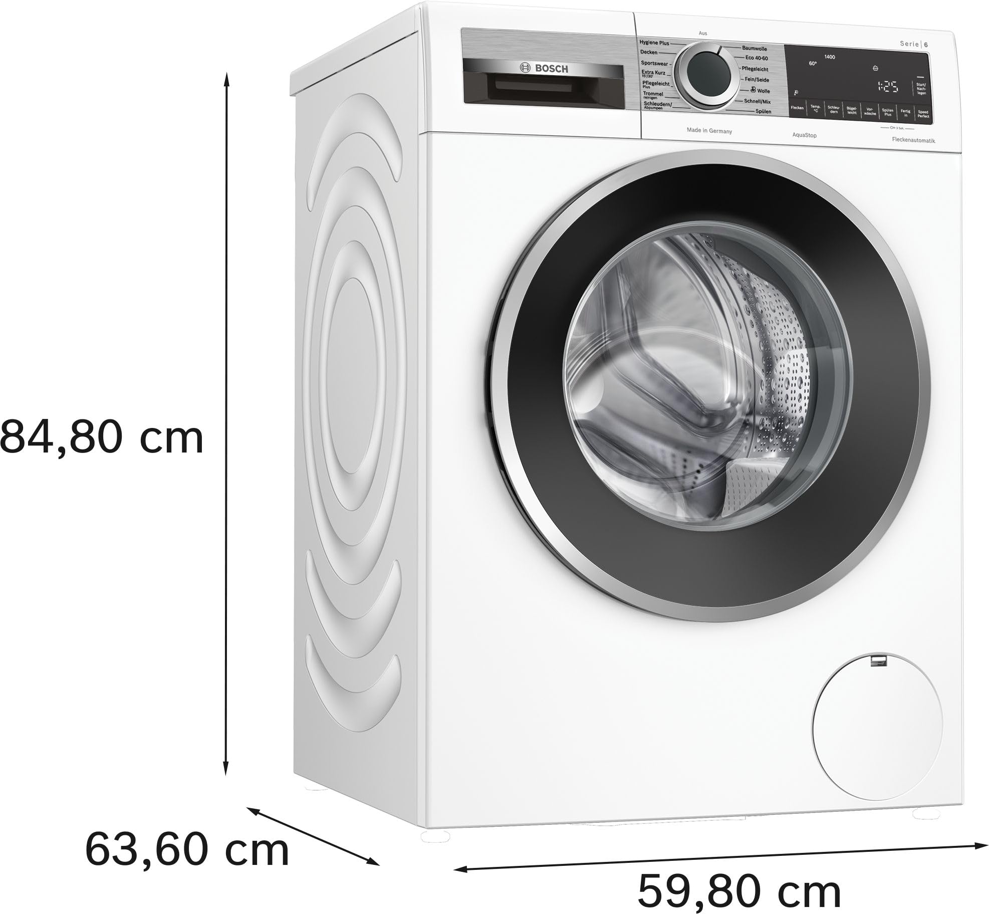 Bosch Serie 6 Frontlader Waschmaschine 9 kg 1400 UpM Weiß Active Water Plus AquaStop