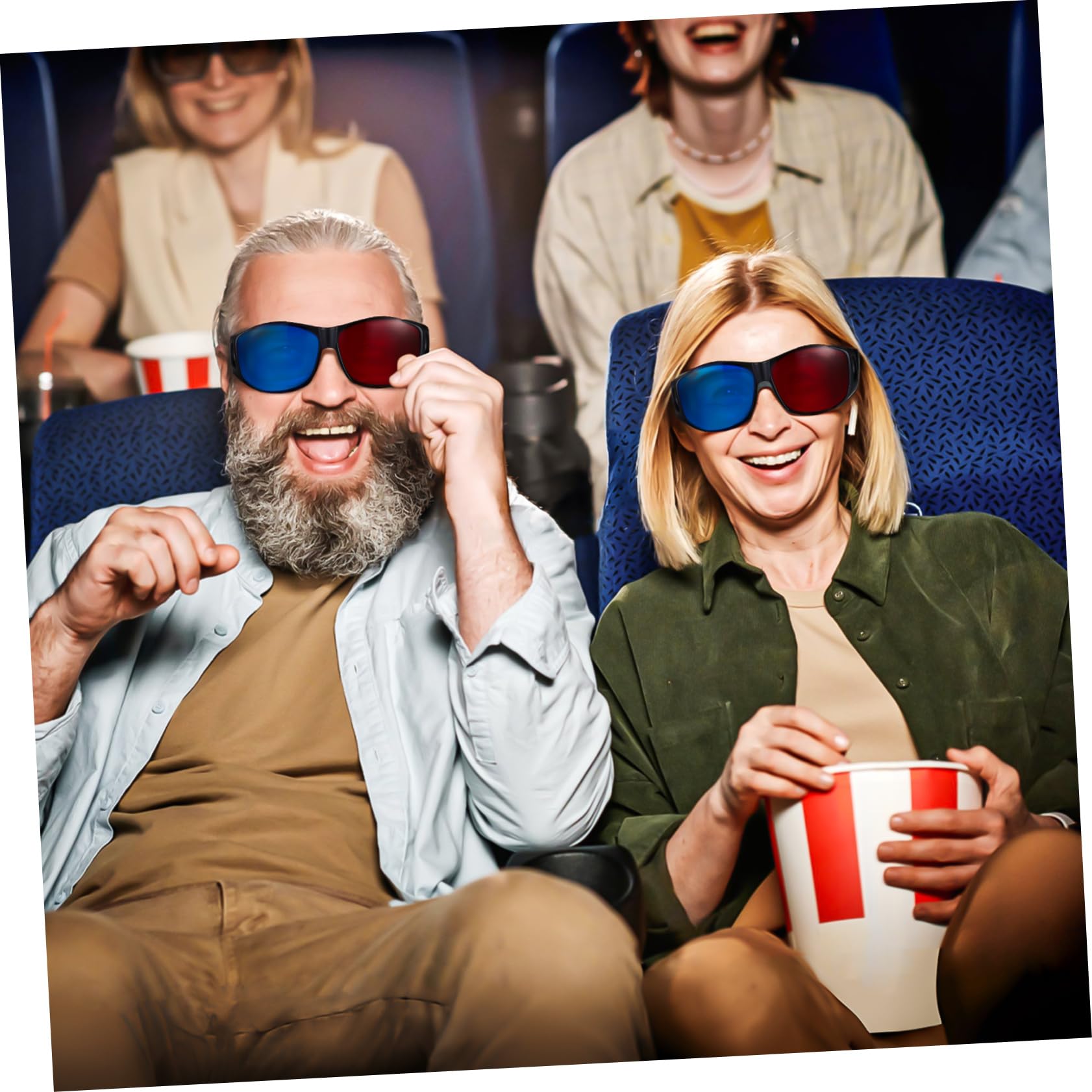 KICHOUSE 5Pcs Red Blue Glasses for Movies Lightweight Viewing Glasses for Home Theater Comfortable Fit for Various Head Immersive Experience