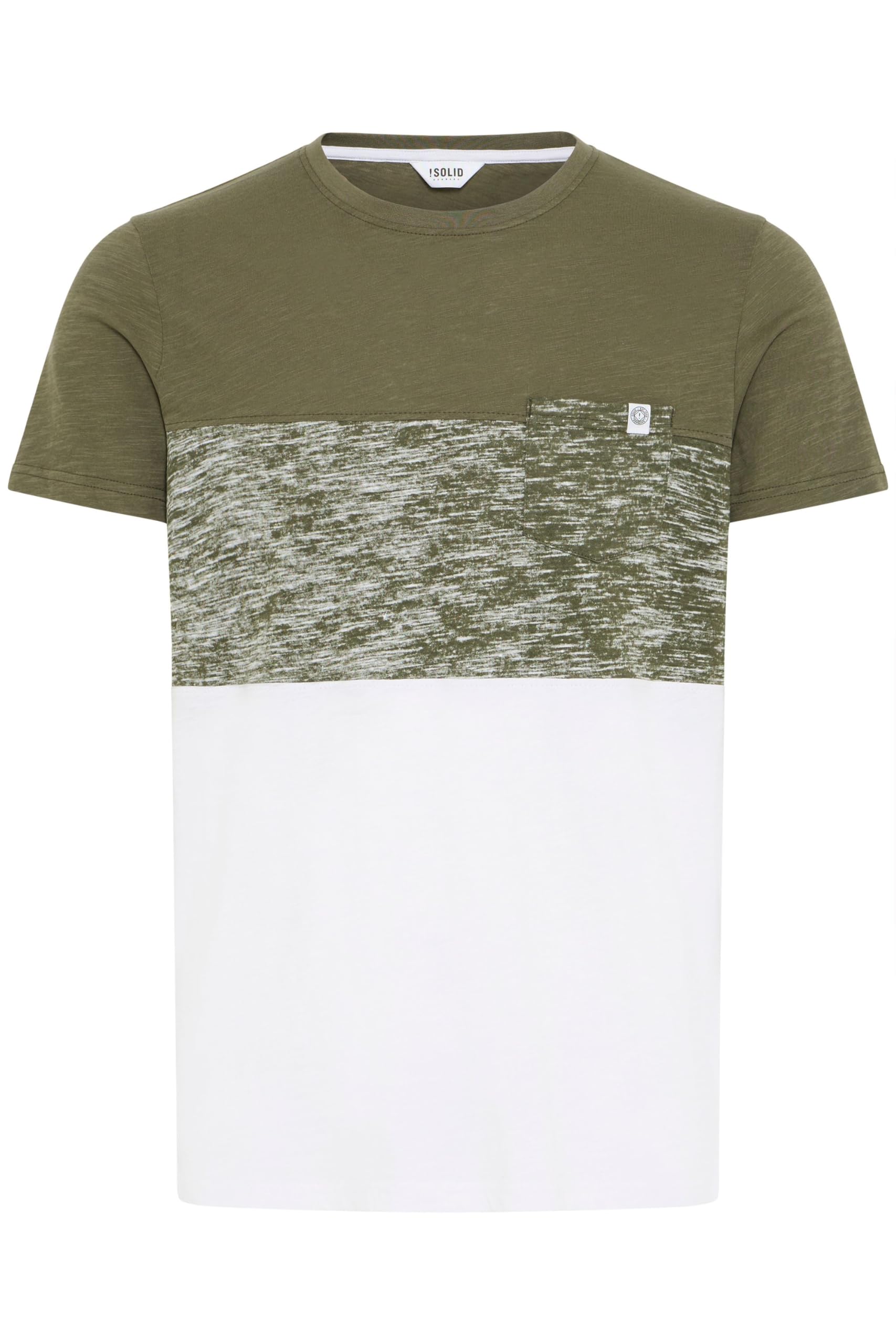 !Solid SDSinor Herren T-Shirt Kurzarm Shirt mit Streifen Rundhals-Ausschnitt Brusttasche 100% Baumwolle Regular fit
