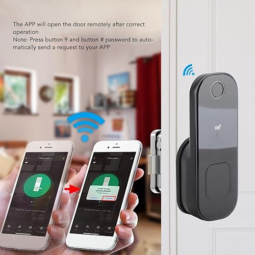Miniatura 8 de Cerradura de puerta de entrada sin llave Cerradura de huella digital Cerradura de cerrojo de seguridad Control remoto Cerradura eléctrica WiFi para