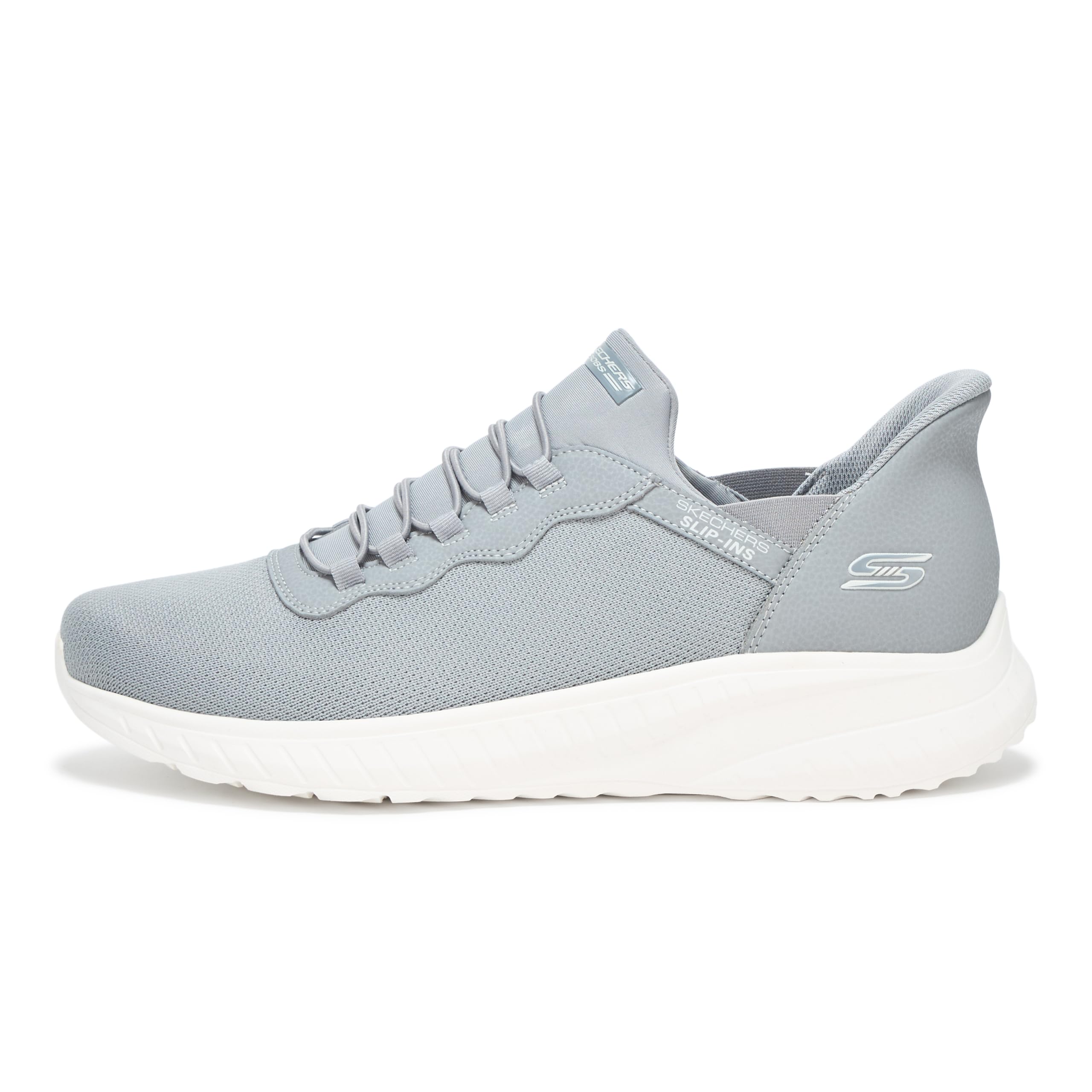 Skechers Hombre Zapatillas Hands-Free Slip-In Bobs Squad Chaos Daily Hype, Gray Knit, 49.5 EU
