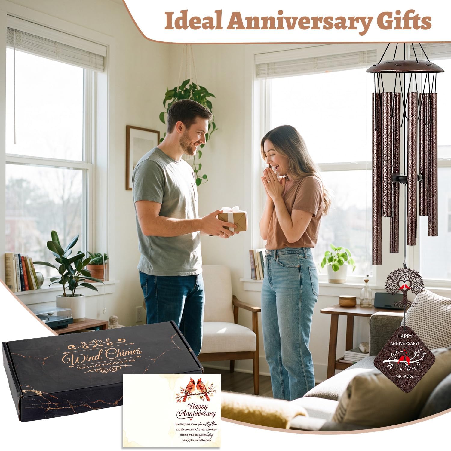 Happy Wedding Anniversary Wind Chime Gifts for Couples Parents image 5