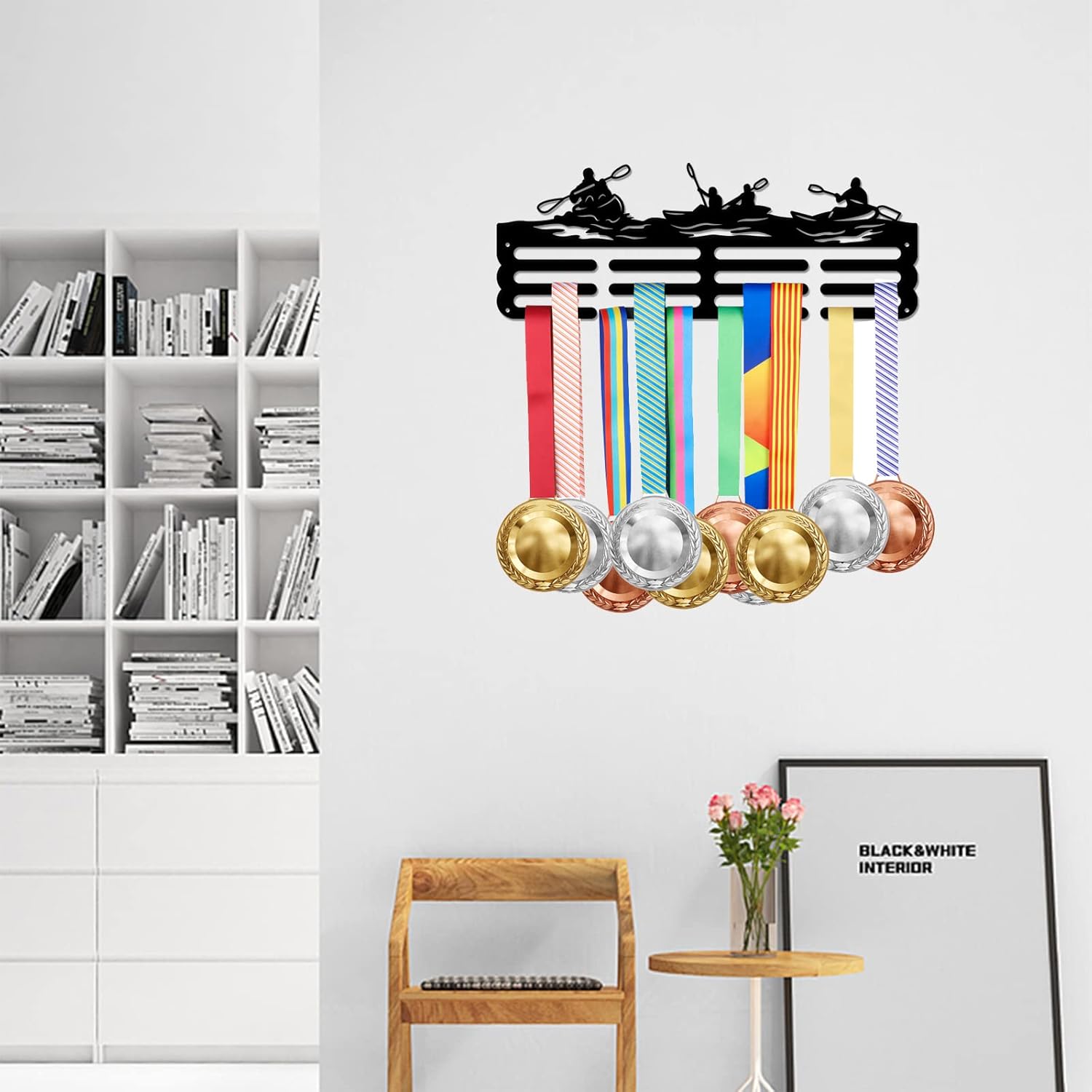 SUPERDANT Kayaking Medal Hanger Display Kayaking Sports Award Metal Holder Rack Iron Medal Rack Organizer Ribbon Wall Mounted Race Metal Hanger Gifts for Athletes Kids