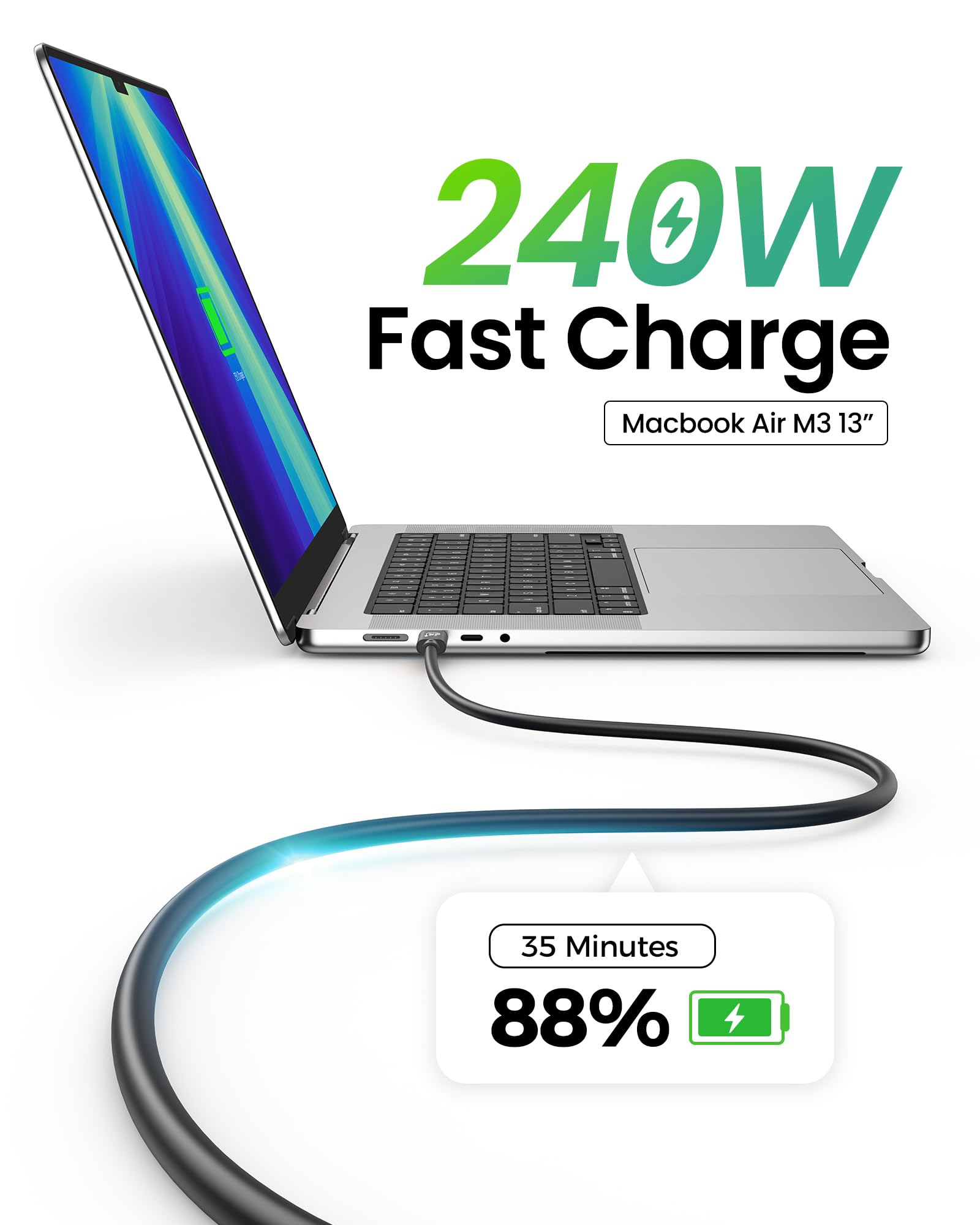 Fitee Cavo Thunderbolt 5 compatibile con 3 m, cavo USB 4 intrecciato in nylon da 80 Gbps (6 GB/s), larghezza di banda video 120 Gbps, singolo 8K a 120 Hz, doppio 6K a 60 Hz, 4K a 240 Hz, PD3.1 240 W