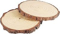 Vista 4 de PINGEUI 6 rebanadas de madera natural de 9 a 10 pulgadas, rebanadas de árbol de madera natural sin terminar con corteza, discos redondos grandes