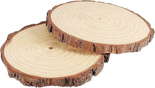Miniatura 3 de PINGEUI 10 rebanadas de madera natural de 7 a 8 pulgadas con corteza, discos redondos grandes sin terminar para manualidades, círculos de madera