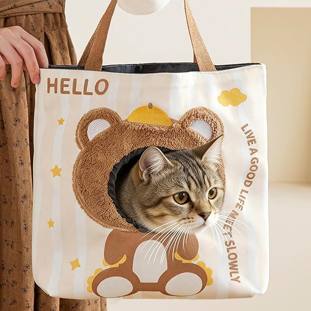 Foto 2 de 5 de Mllepjdh Amplios transportadores de Lona para Mascotas para Gatos y Perros, con diseño de Cabeza hacia Fuera