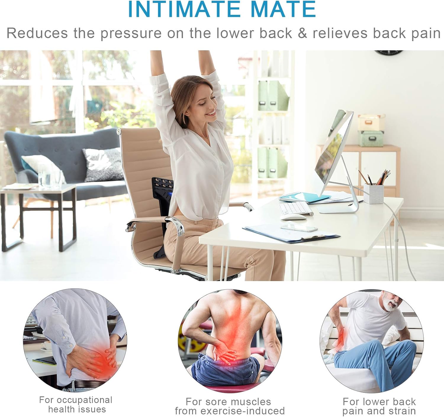 Uр Tо 40% оƒƒ Back Stretcher - 3 Heights Adjustable Back Stretcher for Pain Relief, Lower Back Stretcher with Massaging Points & Cushion Foam, Spine Deck with Belt Strap for Office Chair, Car, Travel