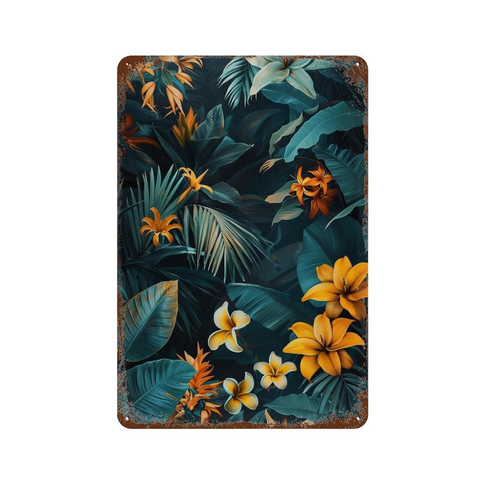 WIHYRTUI Moody Dark Foliage Vibrant Exotic Blossom Vista 03 Wall Retro Iron Metal Tin Sign Vintage Art Poster Modern Home Cofffee Club Art Bar Shop Decor Style 30x20cm