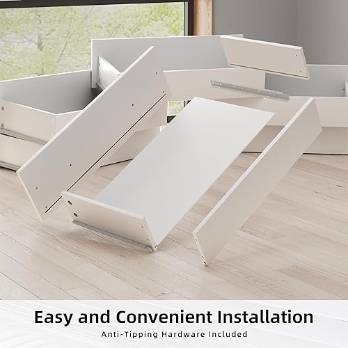 Miniatura 9 de Flamaker Cómoda de 6 cajones para dormitorio, organizador de aparadores de almacenamiento con dispositivos antiinclinación, cómoda moderna y ancha