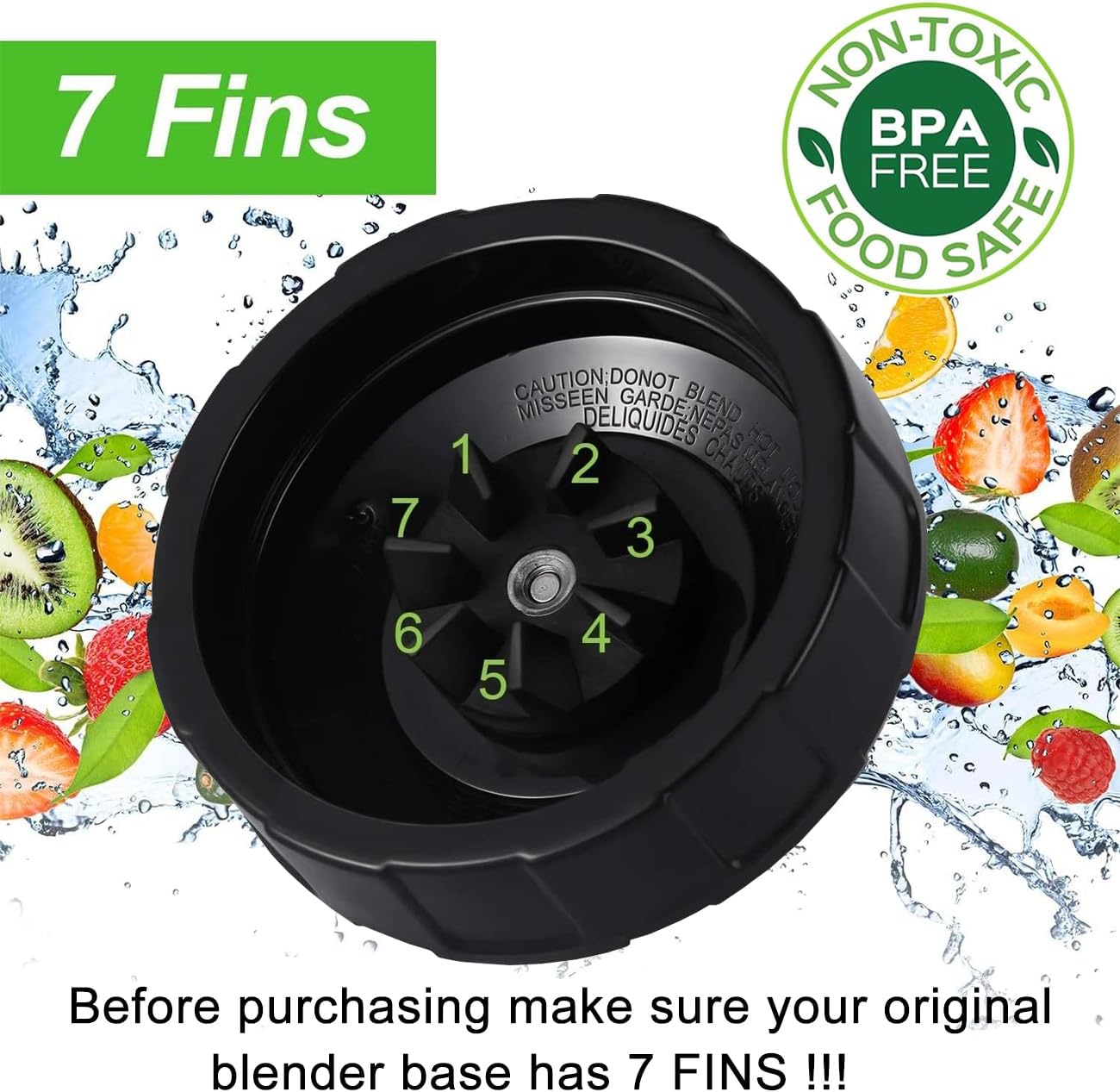 7 Fins Extractor Blade Replacement Parts Compatible with Nutri Ninja Auto-IQ Blender BN401 BN751 BN801 BN805A BL642-30 BL682-30, for Ninja Professional Plus Blender Blade Replacement Assembly