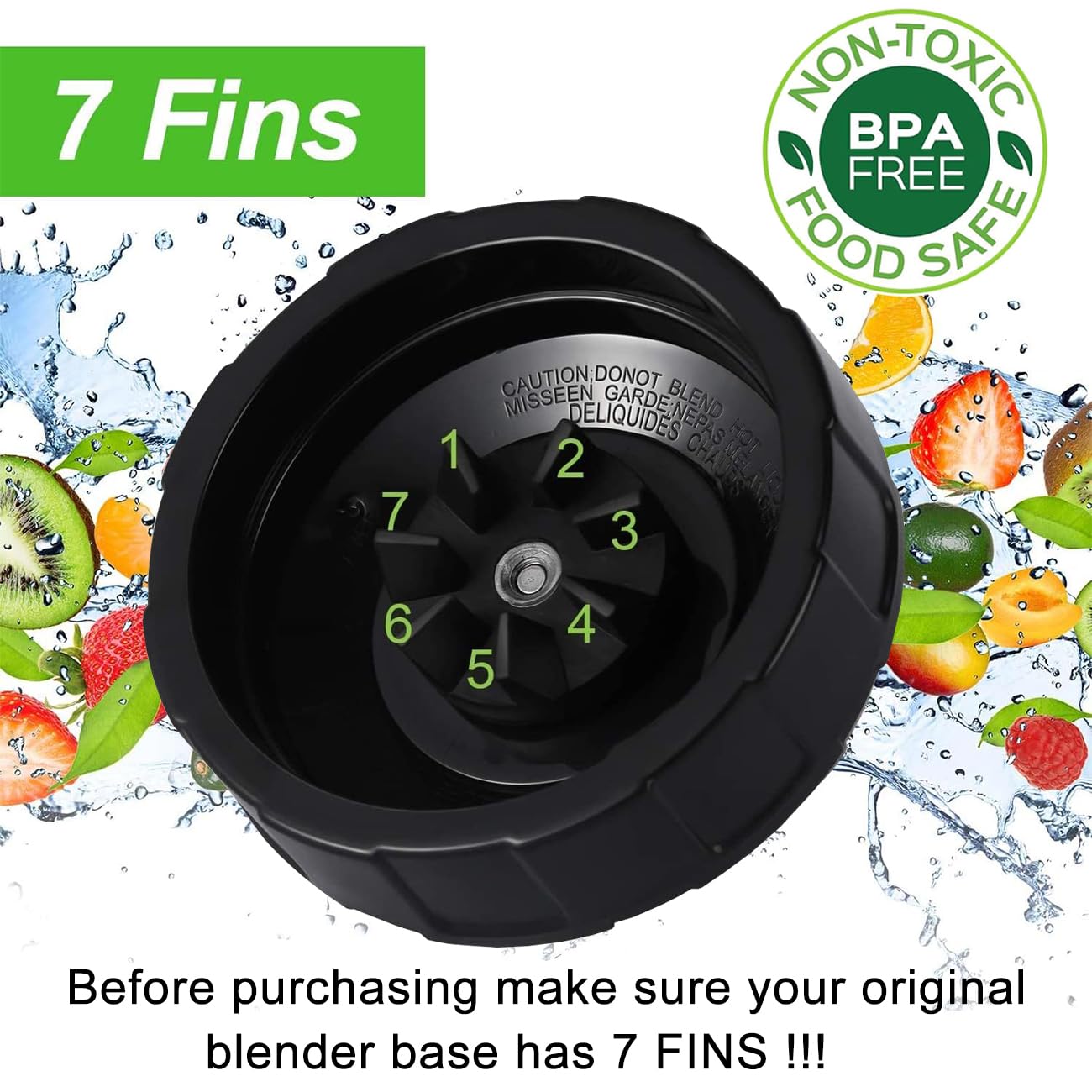 Lame De Rechange 7 Ailettes Pour Mixeur Ninja BN800, BL480, Etc. - Acier Inoxydable, Avec Joints, Compatible Avec De Nombreux Modèles