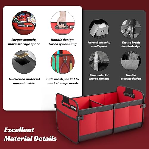 Miniatura 6 de Sposuit Organizador de maletero de 70 litros y 11 bolsillos, plegable, con divisores extraíbles y asas reforzadas, organizador de maletero grande
