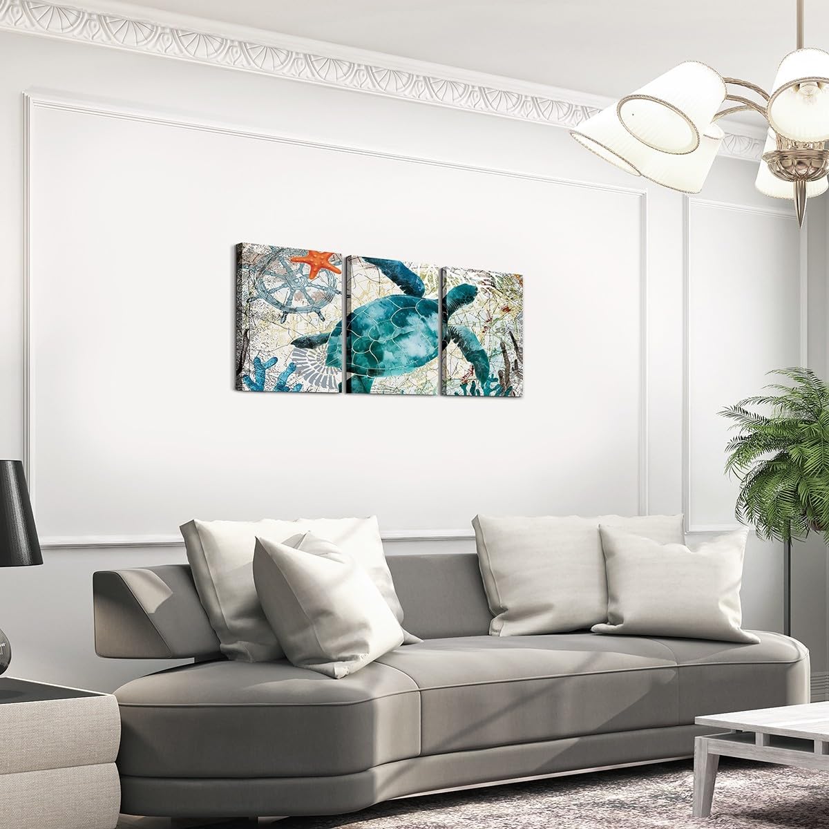 Feelyou Sea Turtle Canvas Wall Art for Living Room Bedroom 12" x 16" 3 Piece Ocean Picture Wall Decor for Home Decor Bathroom Reptile Tortoise Office Decorations Artwork Posters Coastal Painting