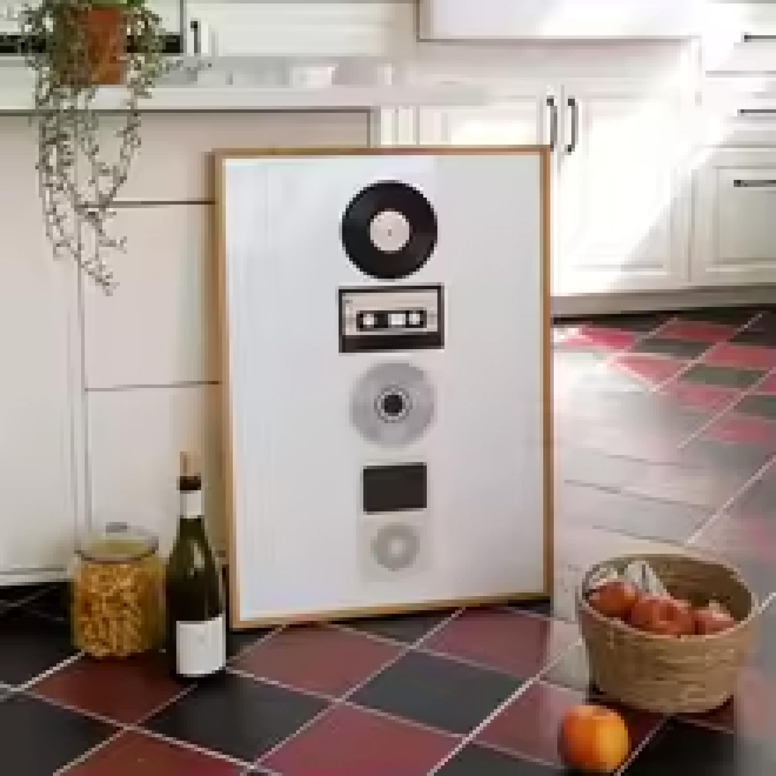 ZHUOYA Vintage płyta winylowa plakat druk na płótnie obraz muzyka ewolucja sztuka ścienna gabinet muzyka pokój dekoracja salonu 40 x 60 cm wewnętrzna ramka