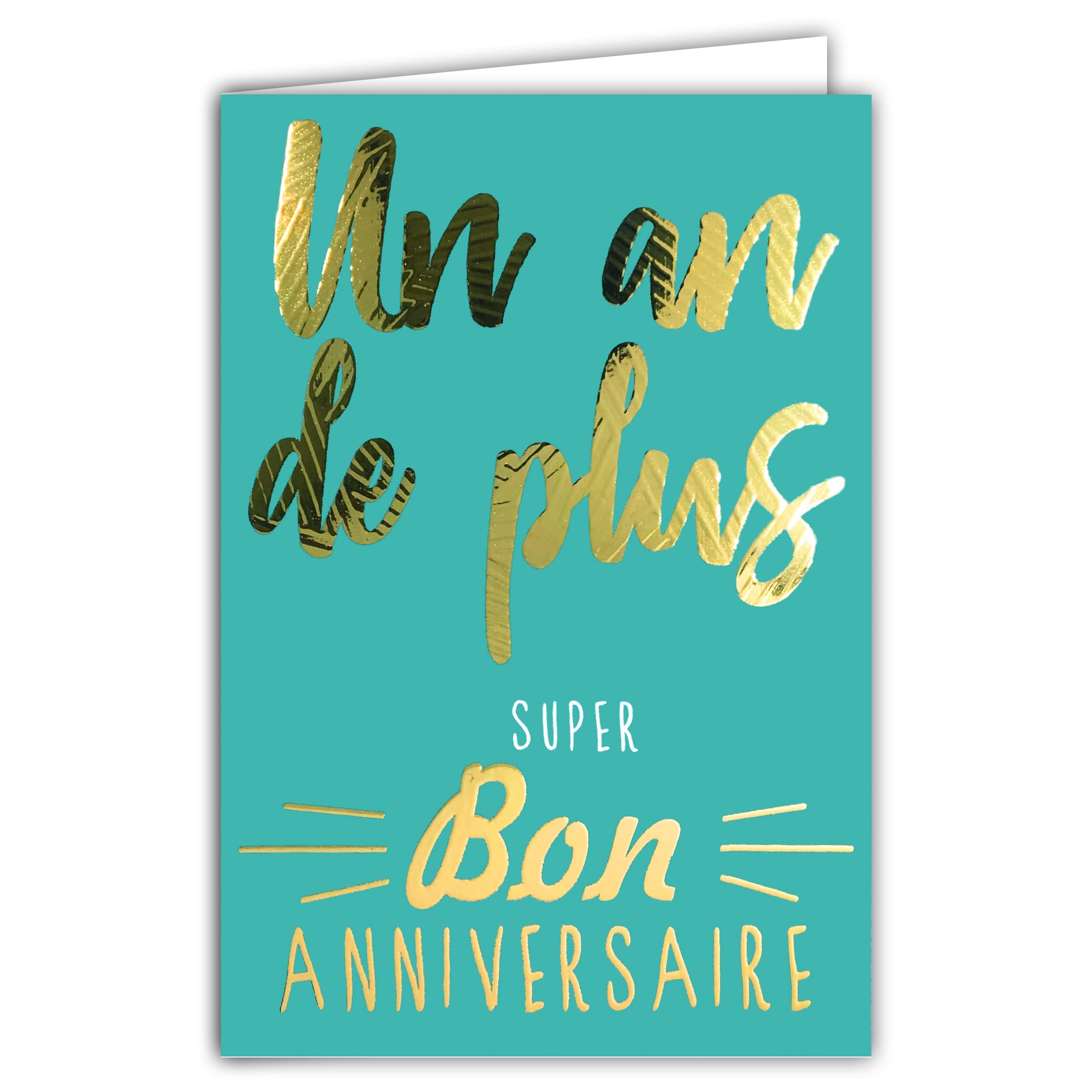 Afie 69-2501 Age Plus Happy Birthday Card in Shiny Gold Embossed Textured for Men and Women - Coloured Text Inside - Envelope Included - Made in France - ColourAges