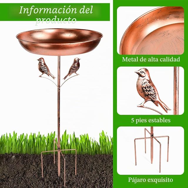Foto 3 de 8 de UHETLET Comedero para Pájaros Exterior Φ 30 x 80 cm, Comedero y Bebedero para Pajaros con Pie