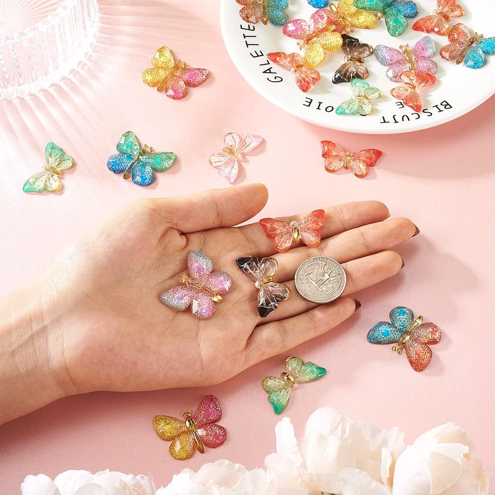 KISSITTY 48pcs Butterfly Charms for Hair Clips Shoe Decor Flat Back Resin Cabochons Embellishments for Photo Frames Crafts Scrapbooking Key Chains Gift Box Bottles Jewelry Making - Image 6