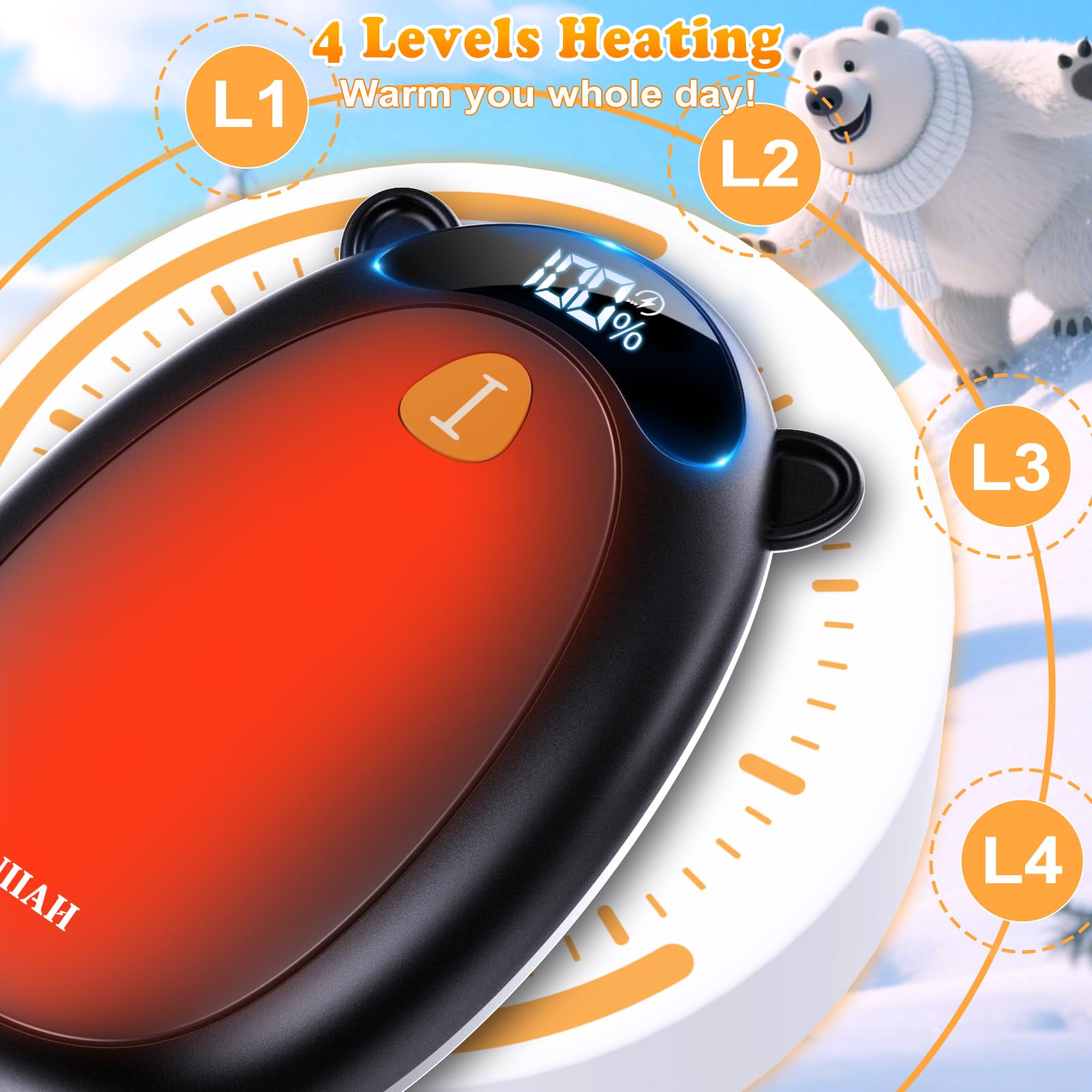 Calentadores de manos recargables con pantalla LED magnética, paquete de 2, 4 niveles de calor, calentadores de manos eléctricos portátiles, regalos para Navidad, hombres, mujeres, Raynaud