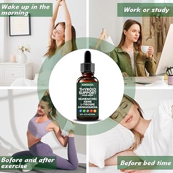 Thyroid Support Drops, Thyroid Support for Women & Men | Selenium Zinc Iodine L-Tyrosine Ashwagandha Liquid Drops, Thyroid Bloom Liquid | Body Balance & Support - 4 FL.OZ (1PCS)