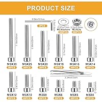 Vista 2 de 1110 tornillos métricos pequeños M3 con tuercas, kit surtido de tapas de cabeza hexagonal y tuercas, tornillos y pernos de repuesto de acero