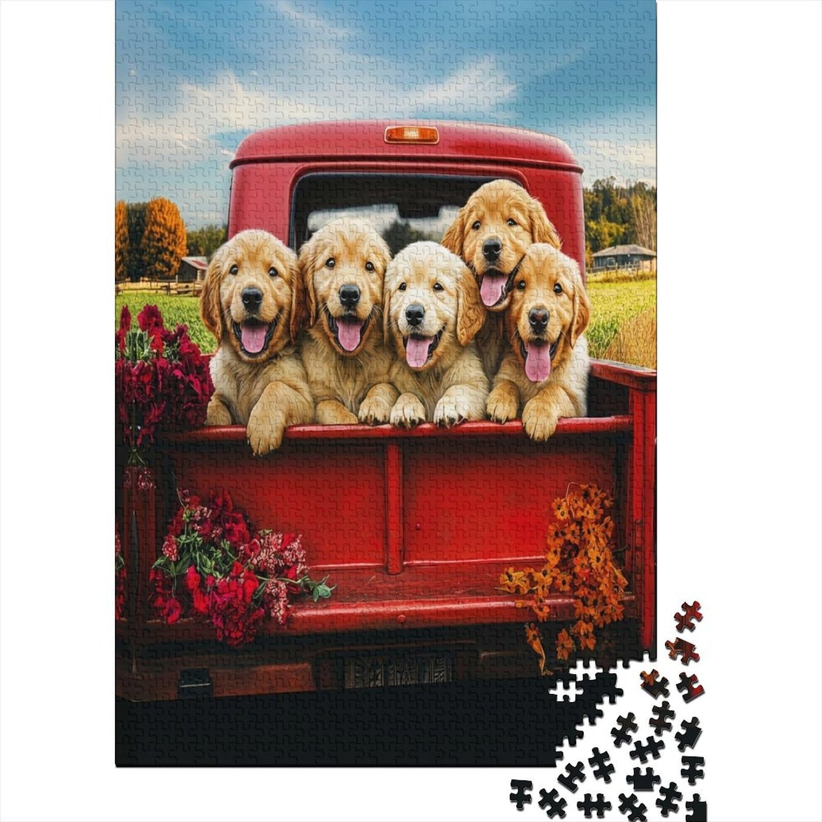 golden retriever puppies 1000 piece jigsaw puzzle paperboard for adults outdoor dog scene 1000 pieces puzzle game family interaction wall art decor