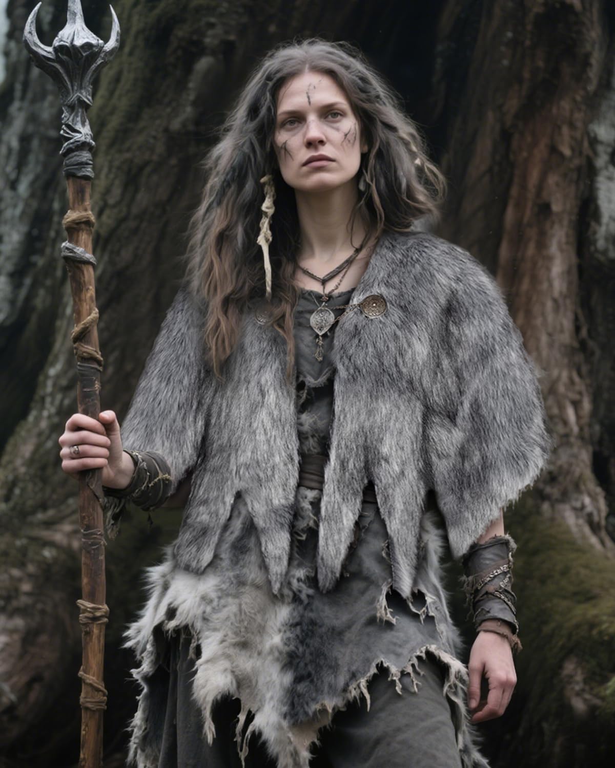 L'VOW Viking Fur Cloak Costume Medieval Fur Shawl Cape Mantle Renaissance LARP Cosplay