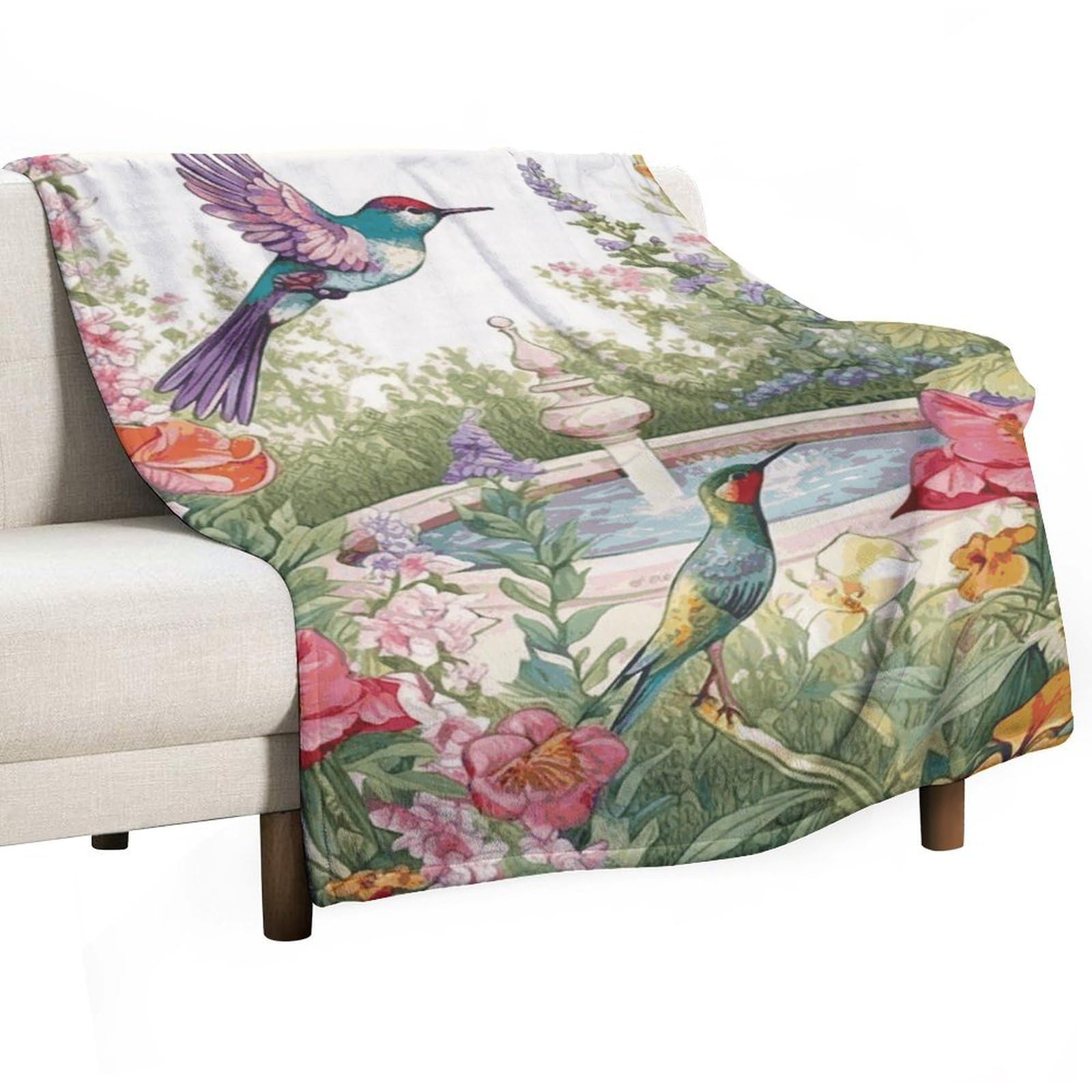 Couverture flanelle légère imprimé fleurs plaid pour camping