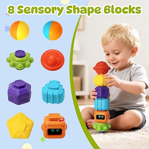 Vista 20 de Juguetes Montessori para niños pequeños, cubo de actividades 7 en 1, juguete clasificador de formas Juguetes de aprendizaje para el desarrollo