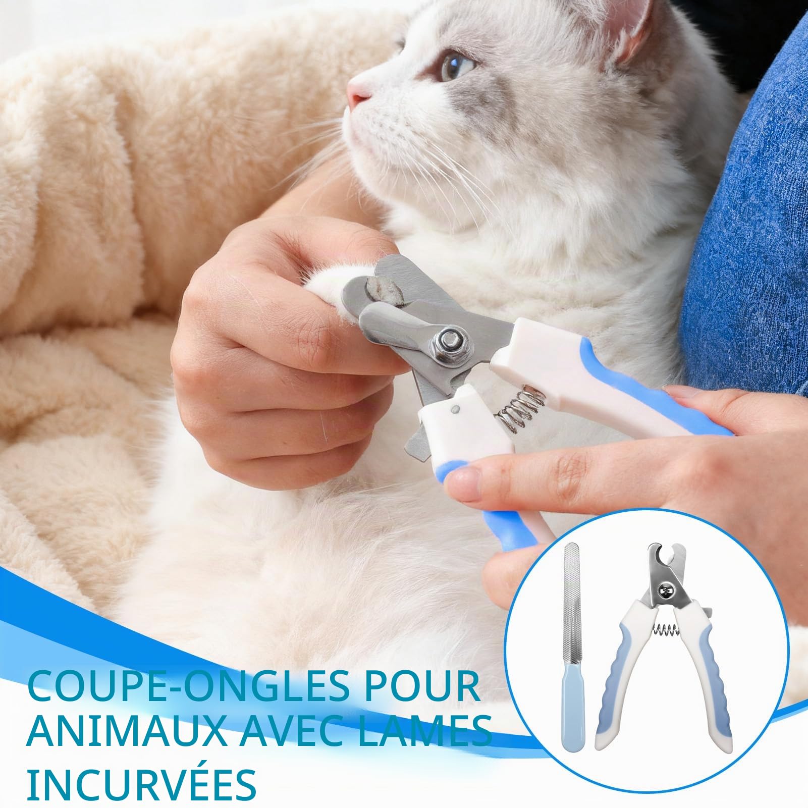 Coupe Ongle Chien et Chat, Coupe Griffes Chien Professionnelle en Acier Inoxydable pour Animaux de Compagnie, Contient Un fichier, Idéal pour Chiens Moyens et Grands, Chats, Lapins et Autres