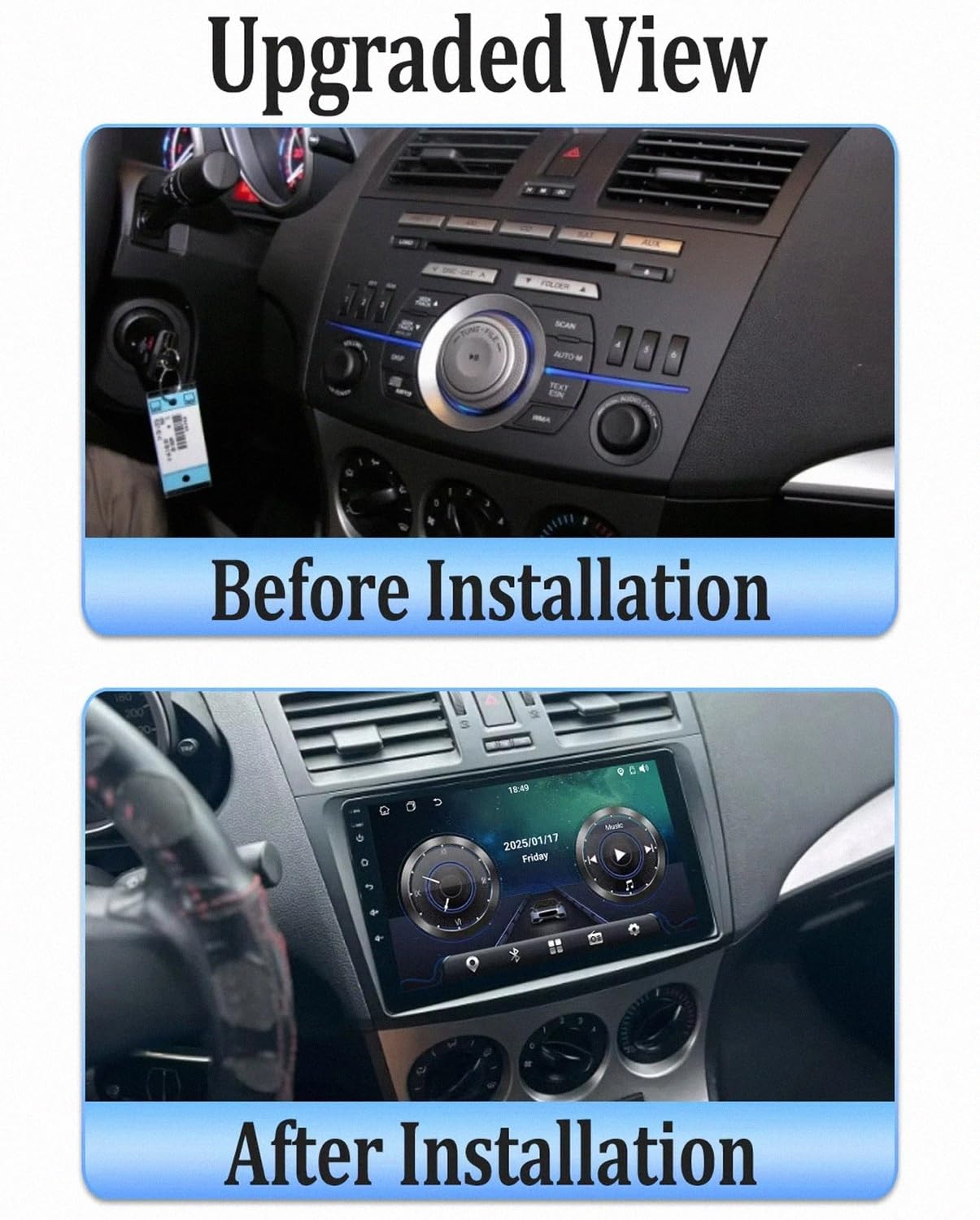 GPS Voiture pour Mazda 3 2009-2013 GPS Navigation Voiture, Car Radio Écran Tactile Capacitif, Carte Haute Définition, FM, Console de 3D, 4 Nuclear 1G+16G