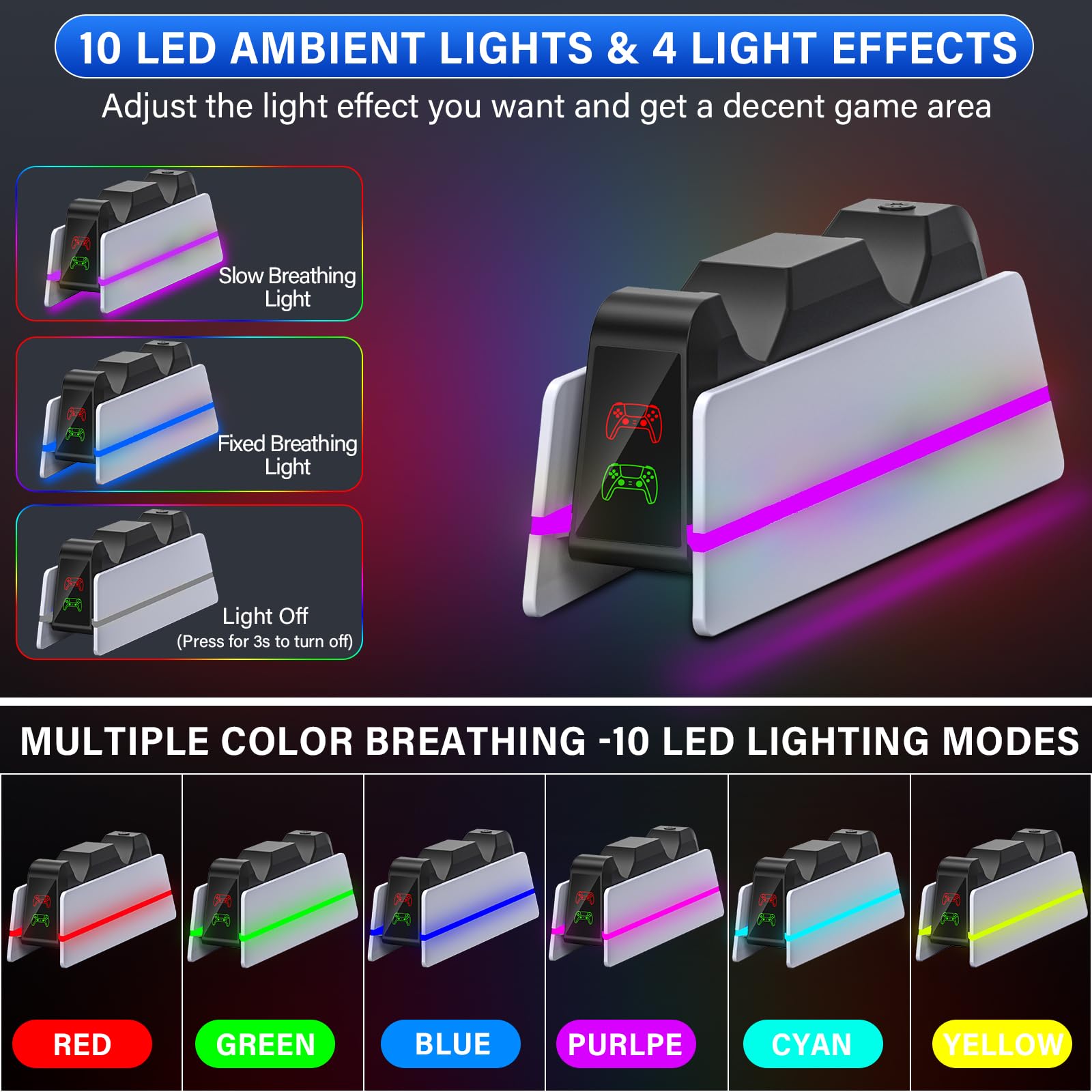 Konsola do stacji ładującej kontrolera z 9 lampkami RGB