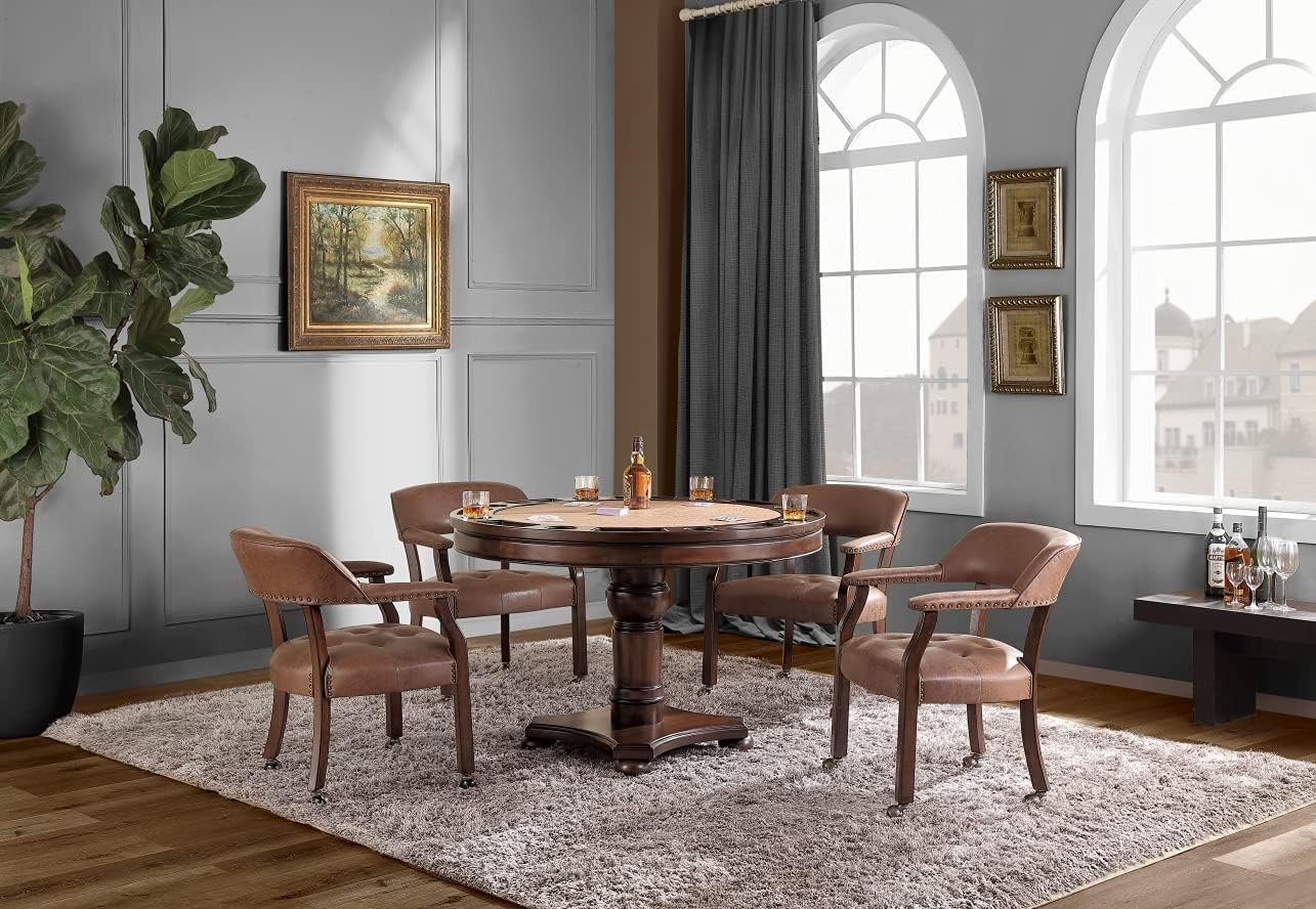 Dining Chair with Casters Set of 4, Captain's Chair with