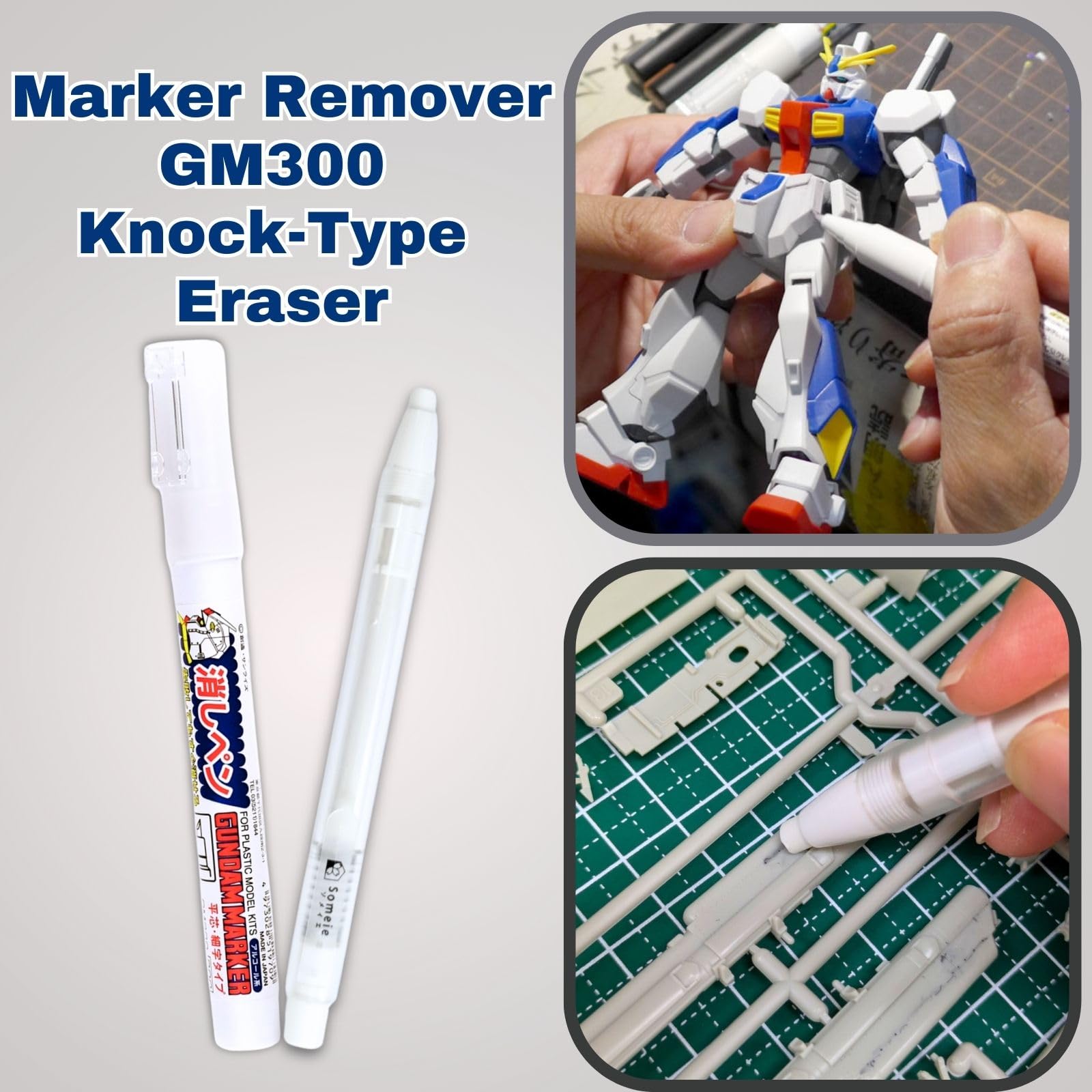 Someie GSI Creos Panel Line Markers Ultra Fine GM01 Black, GM02 Gray, Eraser Pen GM300, Knock-Type Eraser - Image 3