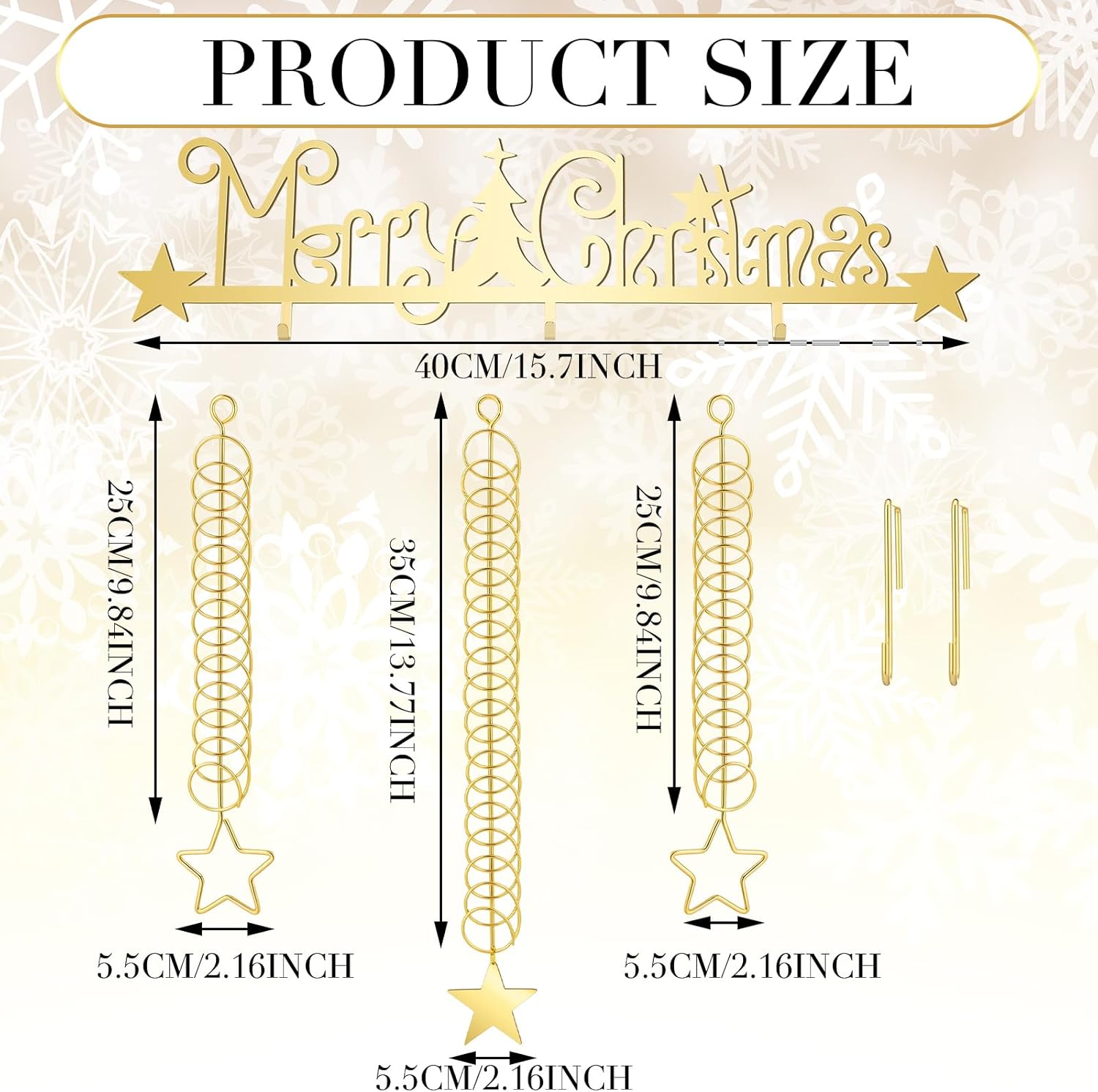 Christmas Card Holder with Over Door Hooks 19.4 x 15.75 Inches Christmas Metal Hanging Picture Display Decorative Wall Photo Display for Window Xmas Tree Decorations Ornament