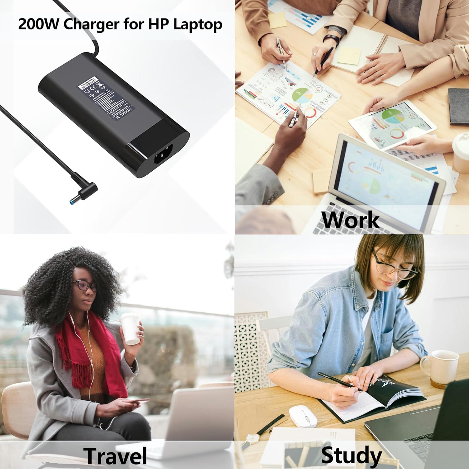 HotTopStar 200W Laptop Charger for HP Victus Gaming15 16 Omen 15 17 Pavilion Gaming 15 16 17 ZBook Fury Create Studio 15 17 G5 G6 G7 G8 G9 G10 TPN-DA10 L00895-003 L00818-850 Power Adapter