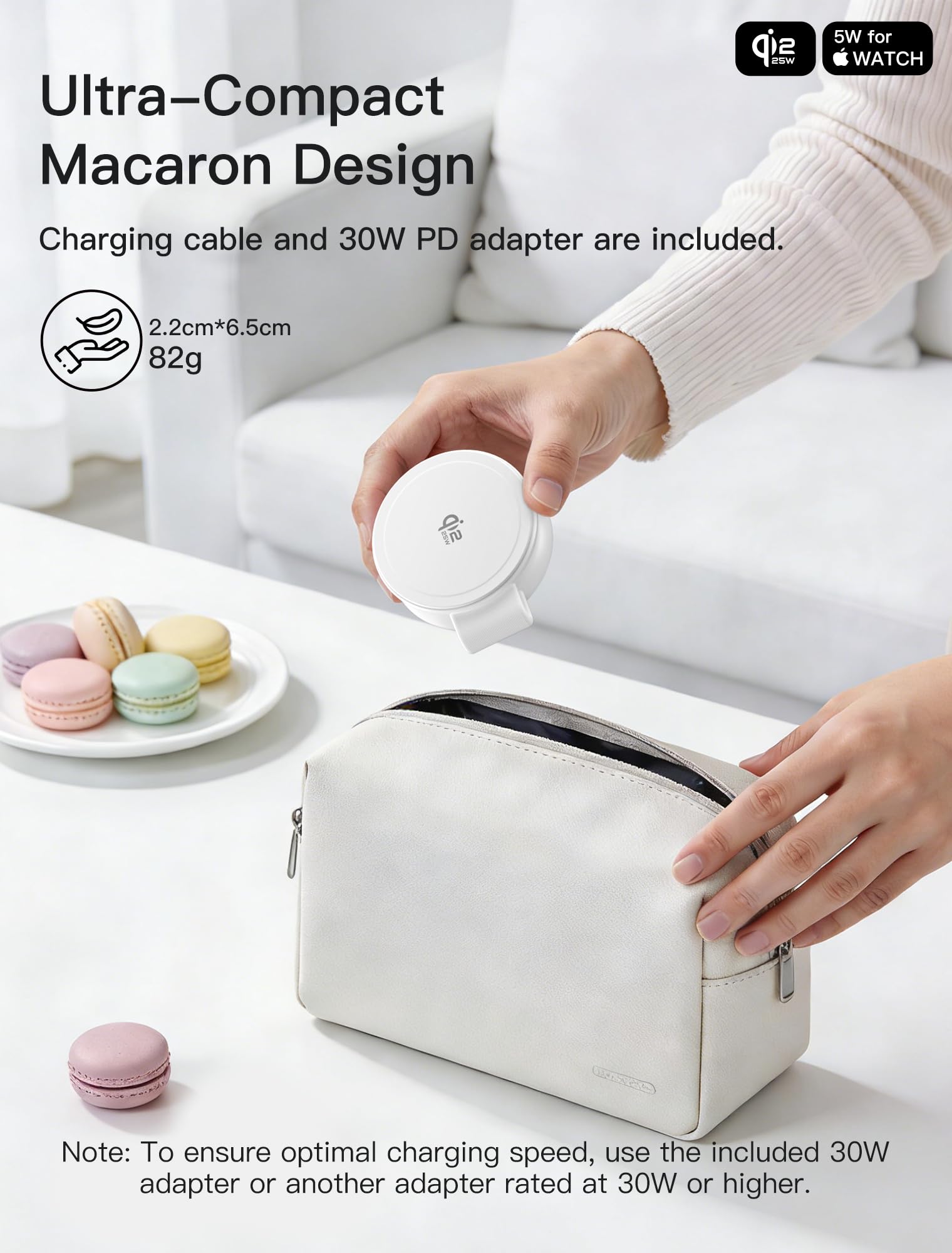 Magnetyczna Stacja Ładująca 2 w 1, Certyfikat Qi2 25W, Składana, Kompatybilna z MagSafe do iPhone Air/17/16/15/14/13/12, Apple Watch & AirPods (z adapterem 30W)