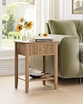 Night Stand, Bedside Tall Nightstand with 1 Drawer, Mid Century Modern Side Accent Table, Vintage Side End Table for Bedroom, Living Room, Natural