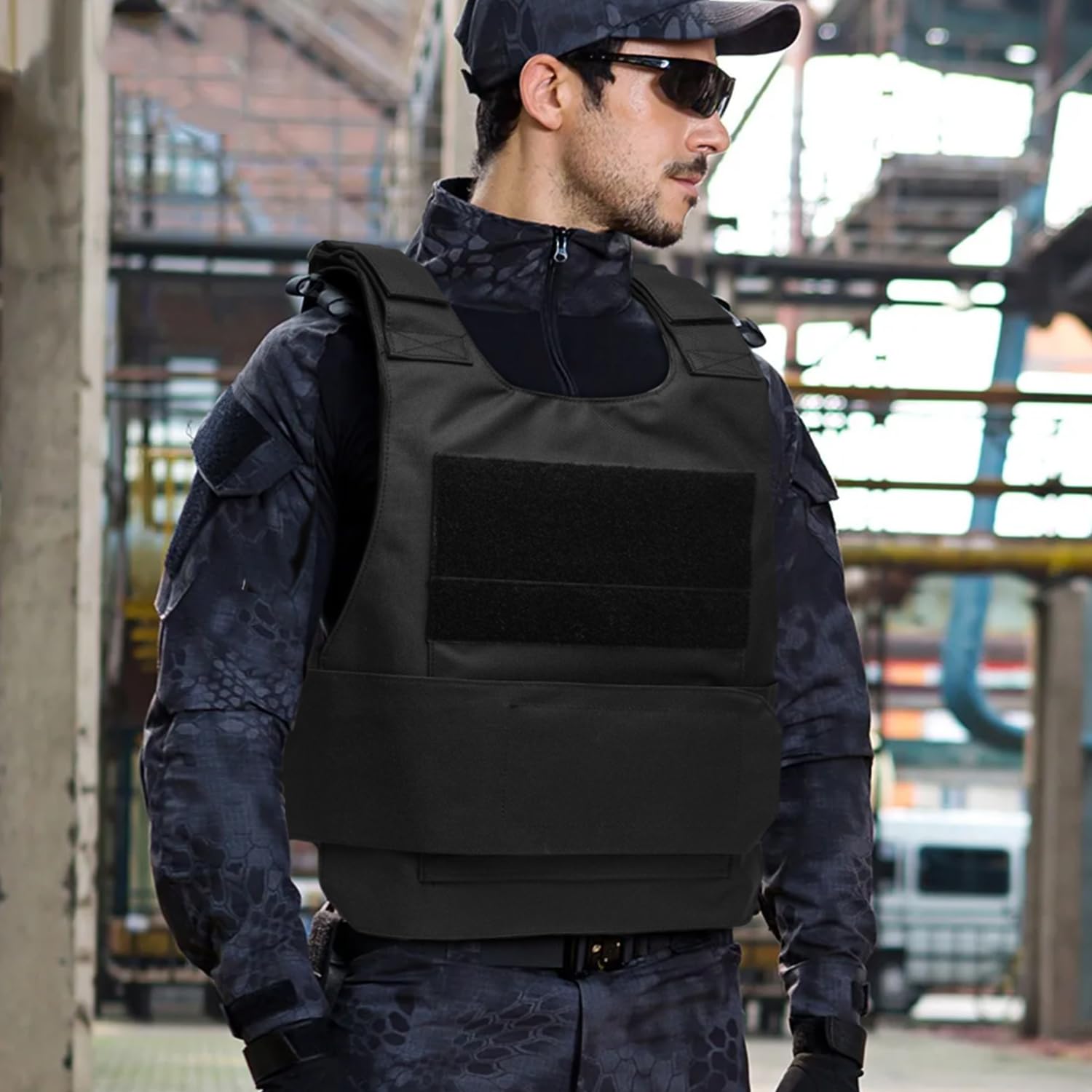 Favuit Chaleco Táctico Negro Airsoft Paintball Protector Ajustable