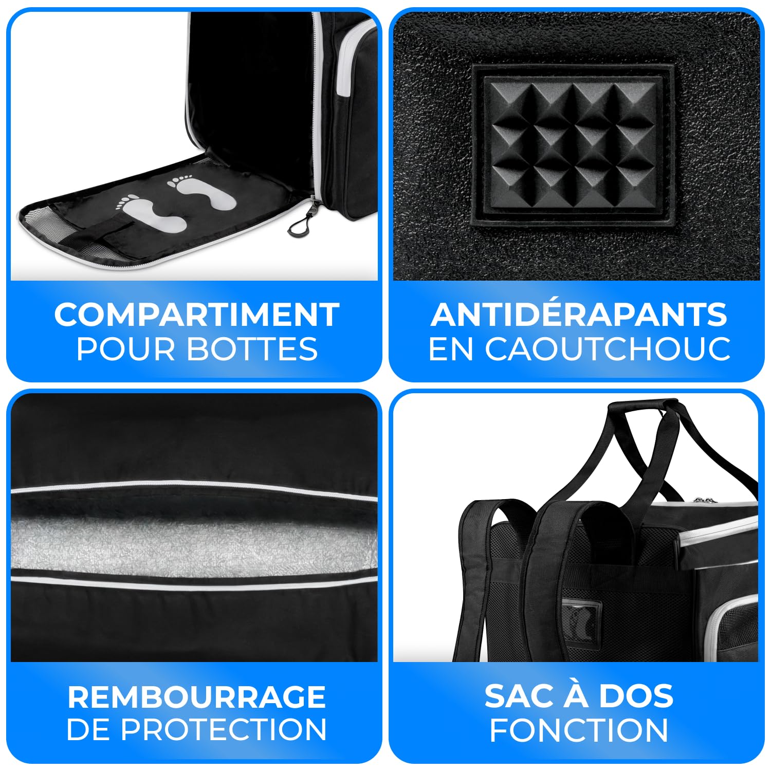 STYNGARD Set Double Sac de Ski pour 2 Paires de Skis [140 cm à 200 cm] et Sac à Chaussures de Ski avec Compartiment pour Casque [54 L] Modèle Salzburg