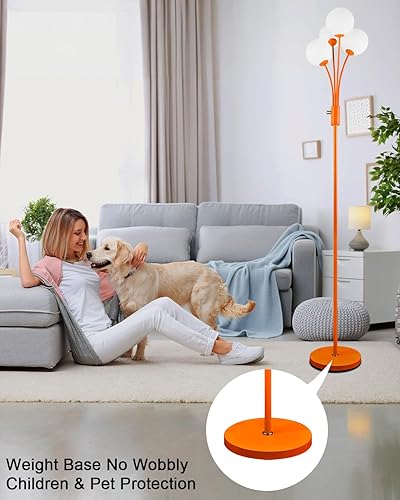 Miniatura 8 de Lightdot Lámparas de pie con 3 bombillas G9 de 3000 K, lámpara de pie regulable naranja con base estable, 3 luces, diseño moderno, lámpara de pie de