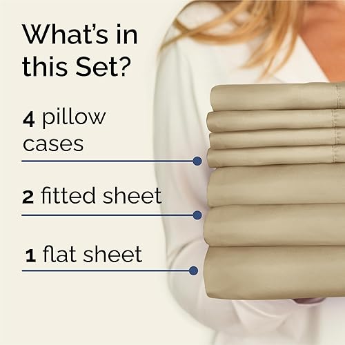 Miniatura 2 de Juego de sábanas Split King de 7 piezas, sábanas transpirables y refrescantes, sábanas de hotel, ropa de cama de bolsillo profundo con ajuste fácil,