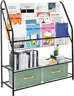 Freestanding Kids Black Bookshelf for Children Room,32 Inches Large Capacity Books Toys Organizer,5 Tiers Kids Book Metal Rack for Dens, Craft Rooms and Mailrooms.Size:32.3*11.8*38.2 inch (Black)