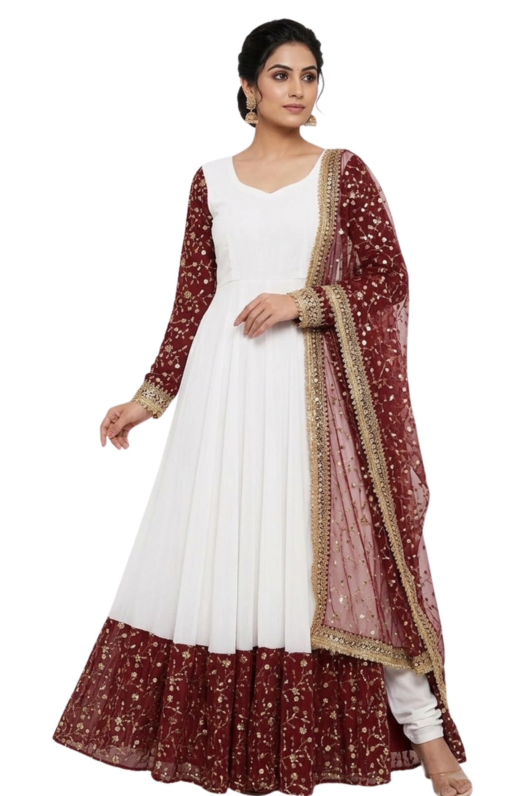 WOMEN'S Georgette Beautiful Stitched Patiala & Kurti Combo | Women’s Party & Wedding Outfit (SF251291-2XL Size White 2XL)-picture-34