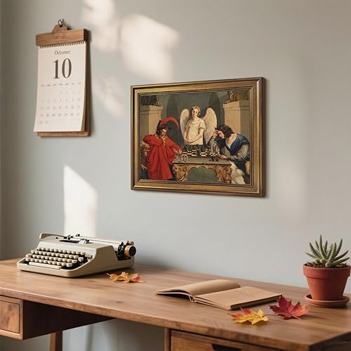 Miniatura 6 de Póster de Fausto y Mefistófeles jugando al ajedrez, arte de pared clásico vintage de The Devils Checkmate Pintura Retro para el hogar, dormitorio,