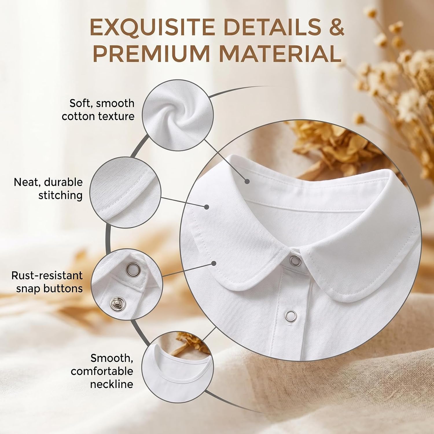 Happyupcity White Cotton Fake Collar for Women